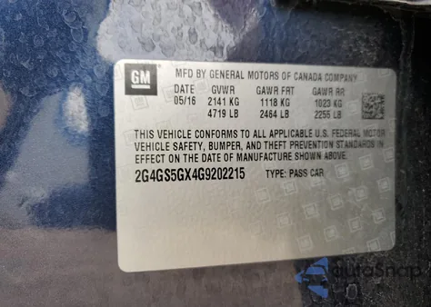 2016 Buick Regal Premium from USA, damaged, VIN 2G4GS5GX4G9202215